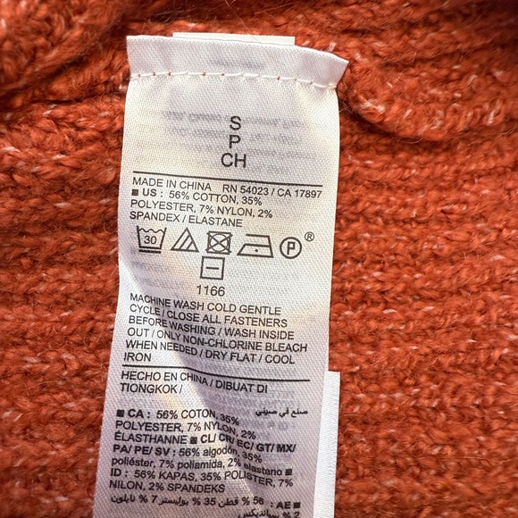 Old Navy SMALL Cozy Orange Half Zip Knit Sweater Pullover High Neck - Picture 7 of 8